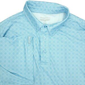 Straight Down Polo Shirt Mens XL Blue Geometric Squares Golf Performance Stretch